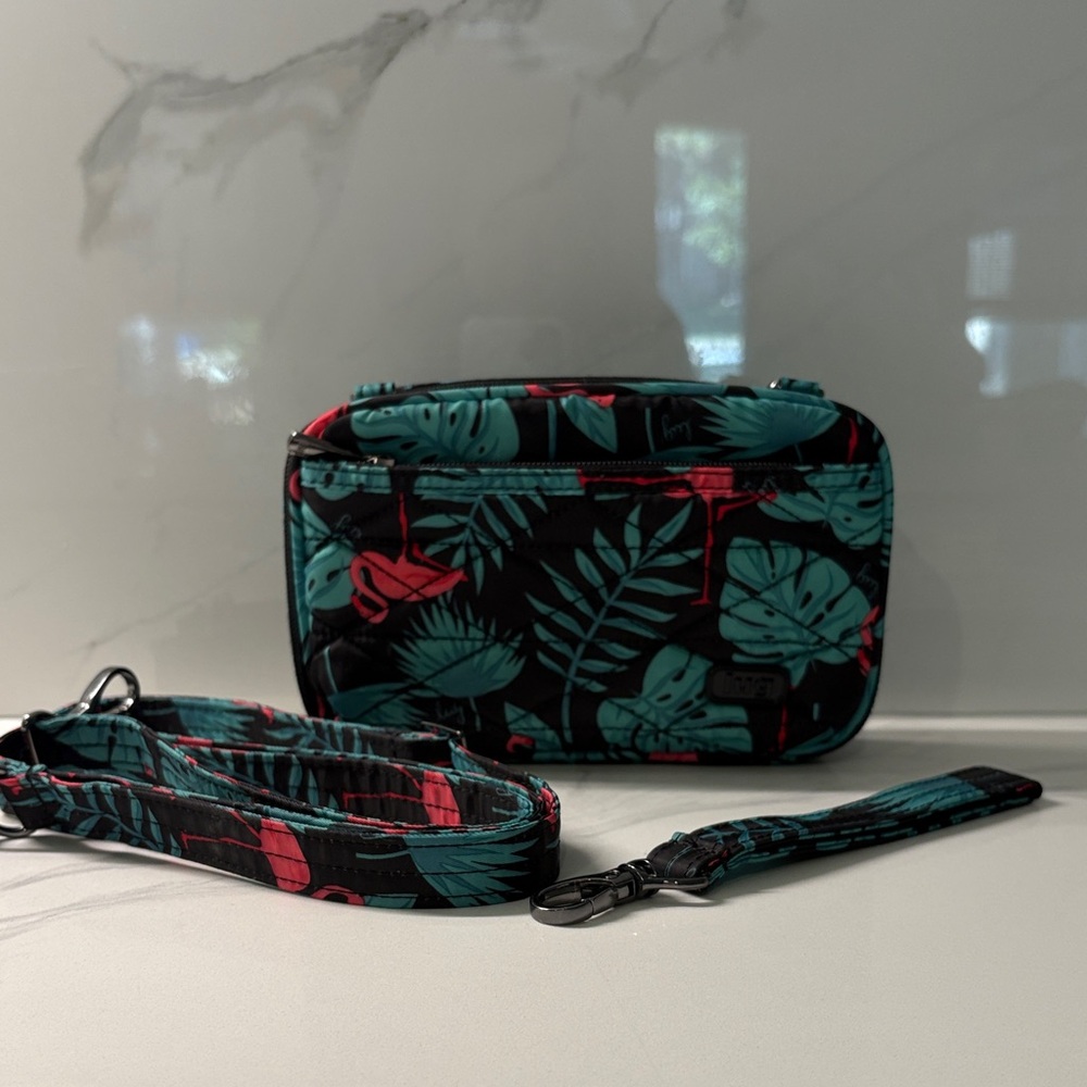 Lug Roundabout flamingo print crossbody